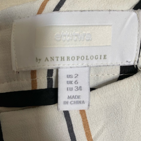 Striped wide leg pant black, white, tan Sz 2 - Picture 4 of 5